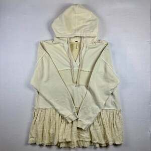 Free People Sail Away Tunic Tiered Ruffle Hoodie Sweatshirt Size M